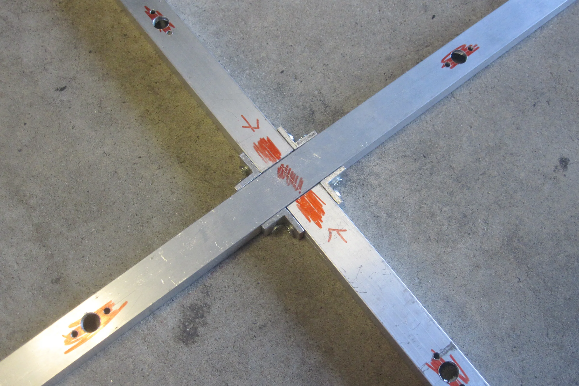 FPV Platforms and Goggle System — Drone 2 completed aluminum X-frame with full electronics installed