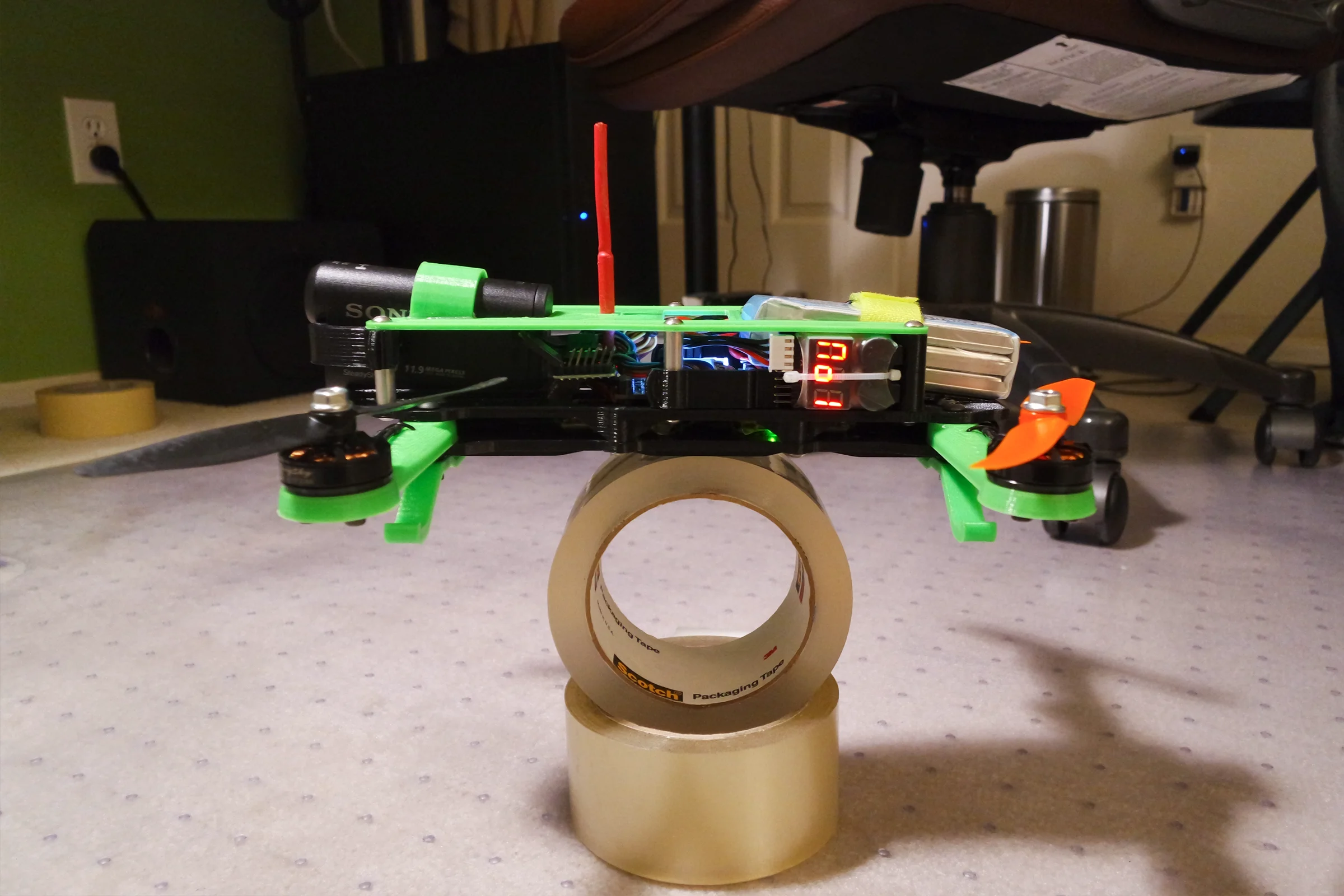 FPV Platforms and Goggle System — Drone 3 with Sony Actioncam integrated flush into front cutout held by toolless clip
