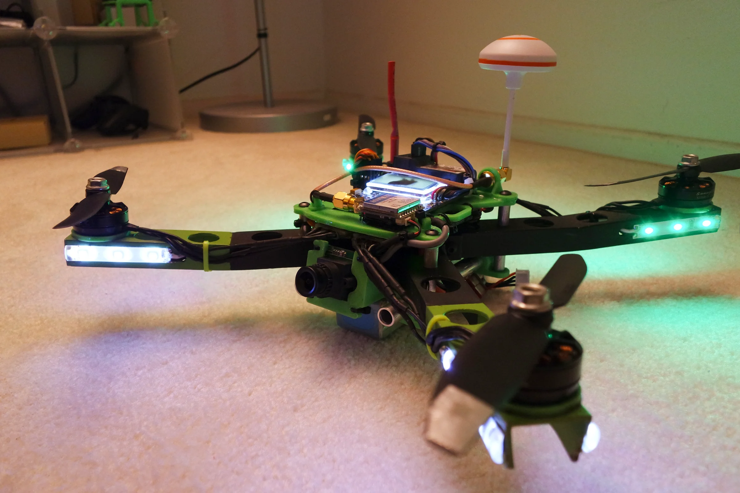 FPV Platforms and Goggle System — Drone 4 with FPV hardware installed ready for first person view flying
