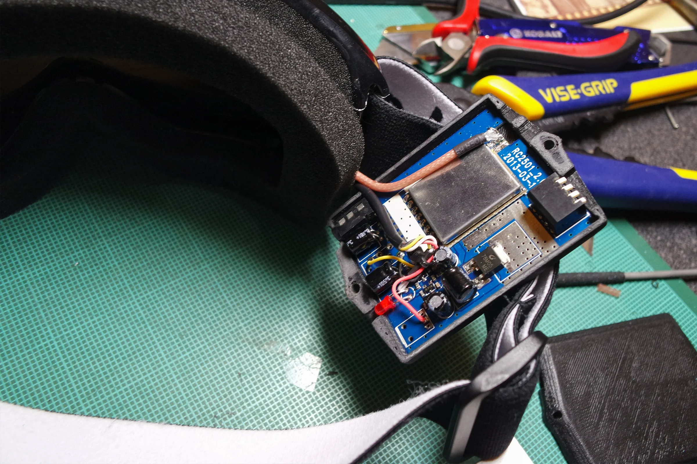 FPV Platforms and Goggle System — Snowboarding goggle with lens removed as foundation for custom FPV headset