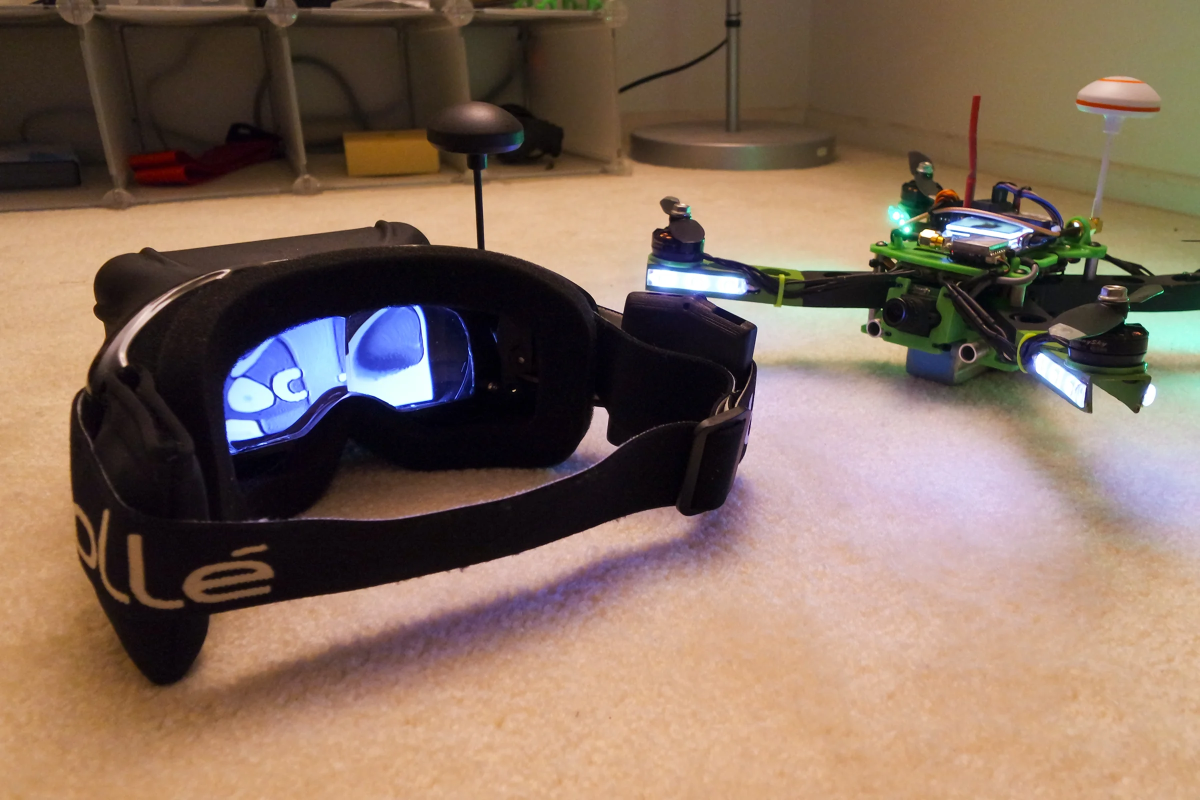 FPV Platforms and Goggle System — Goggle system CAD designed around snowboard goggle opening and LCD optic eye relief