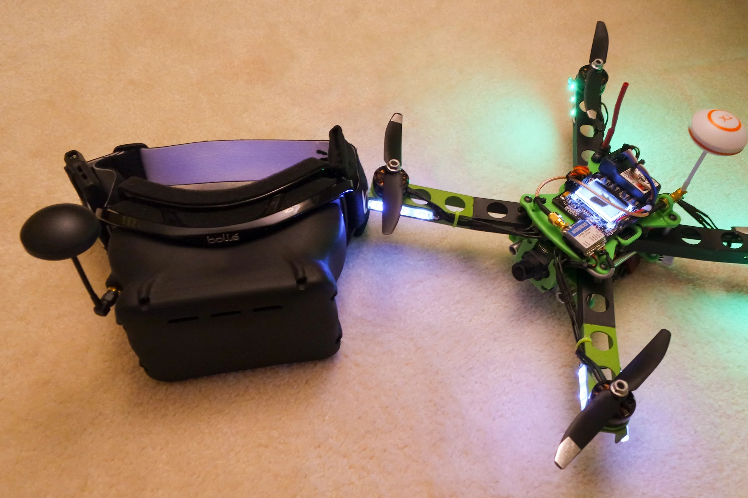 FPV Platforms and Goggle System — Snowboarding goggle with lens removed as foundation for custom FPV headset