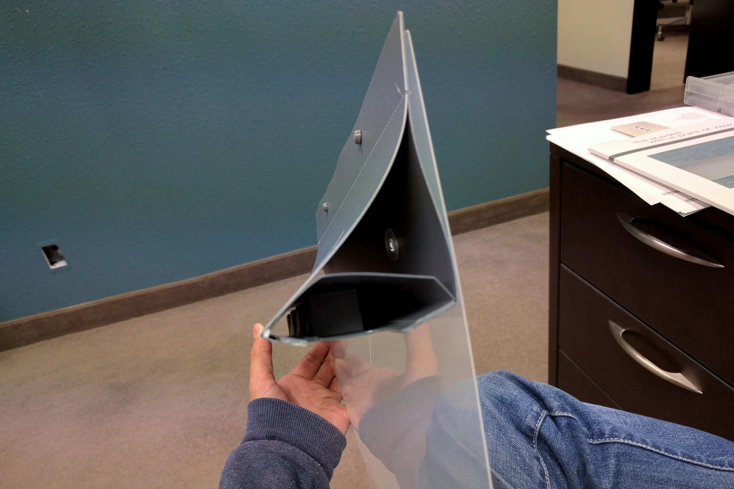 Hunter Douglas Rescue — Final production magnet cavity cells formed from single folded polysheet strip
