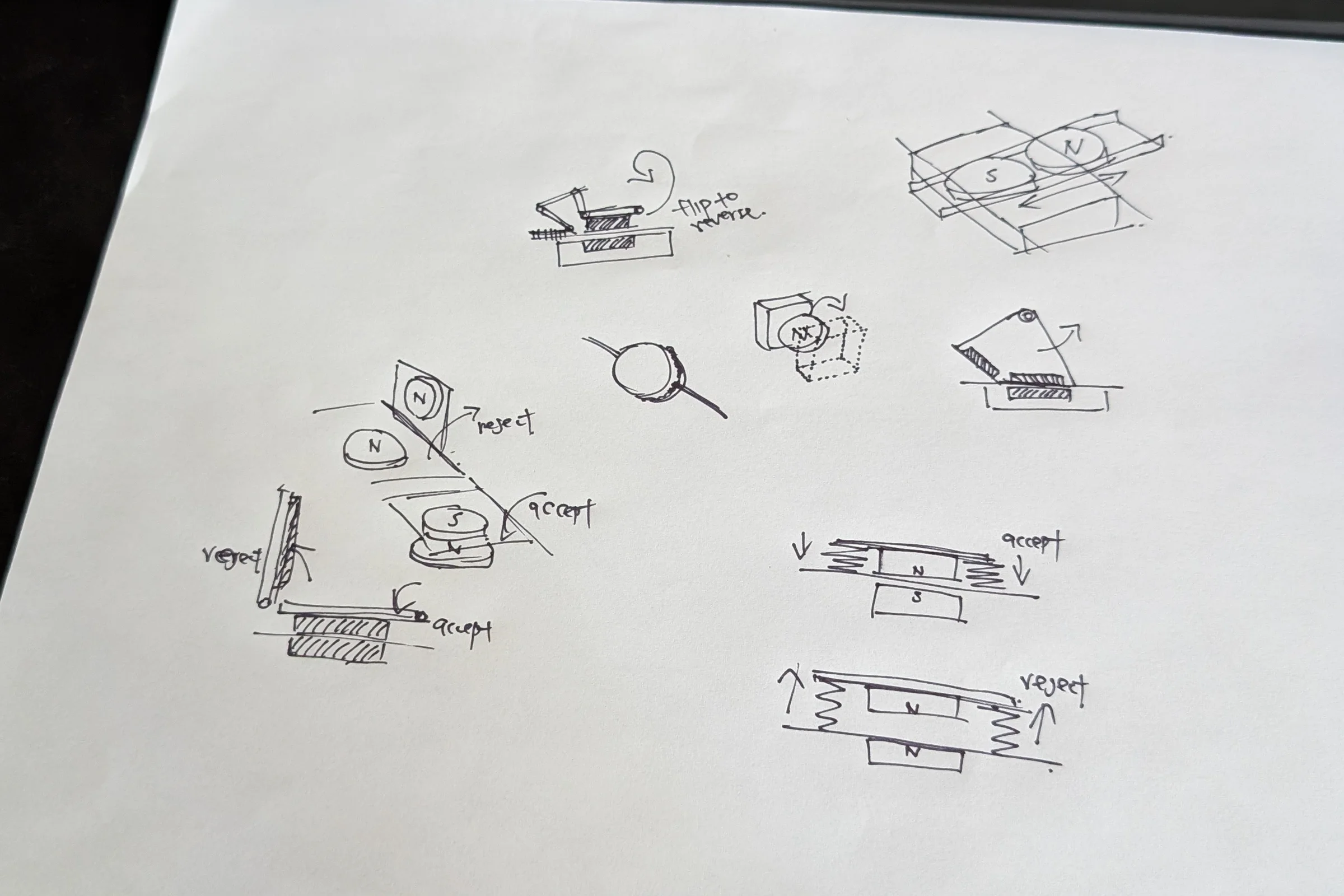 Hunter Douglas Rescue — Additional concept sketches for polarity-agnostic magnet attachment solutions