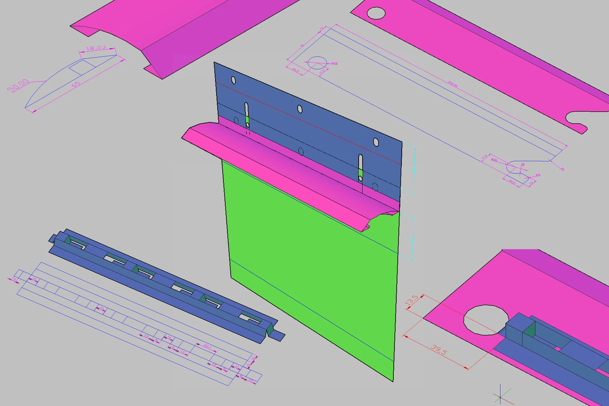 Hunter Douglas Rescue — CAD redesign replacing 3D-printed magnet cavities with single folded polysheet strip