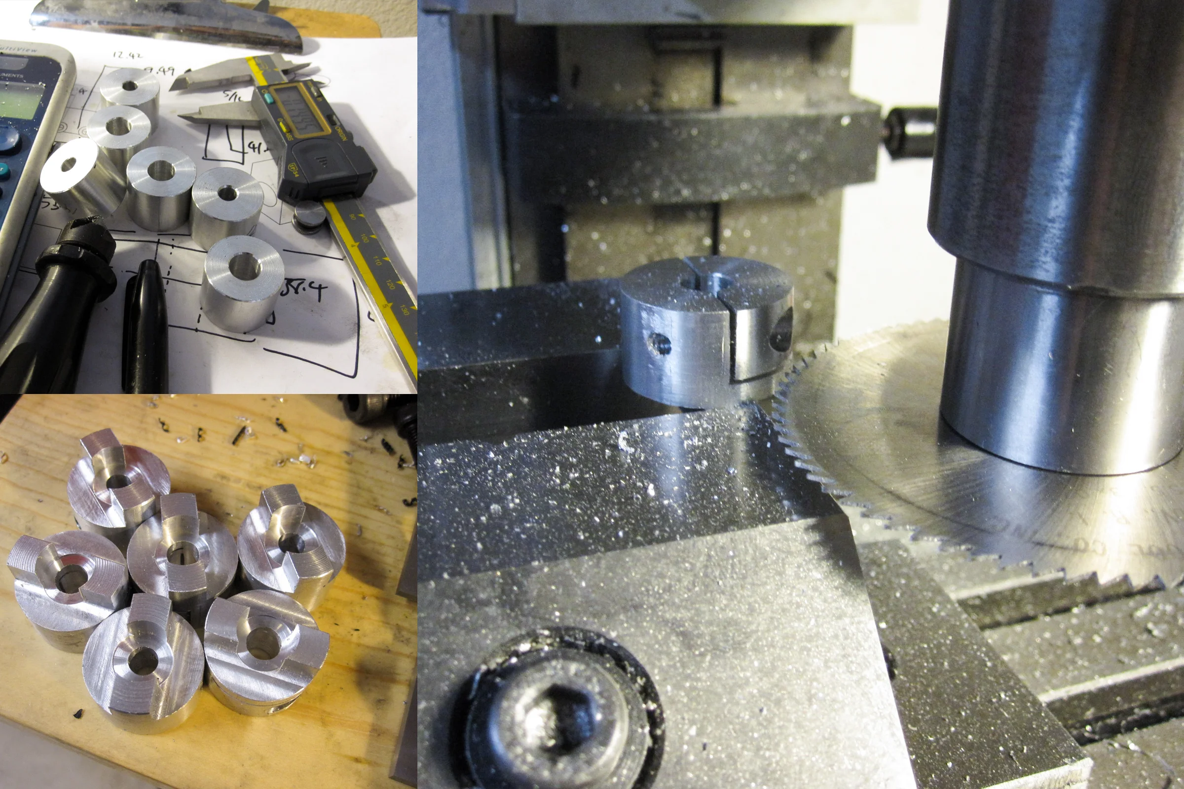 The Mill Trilogy — Oldham coupling aluminum flanges being milled from 6061 raw stock with engagement slot geometry