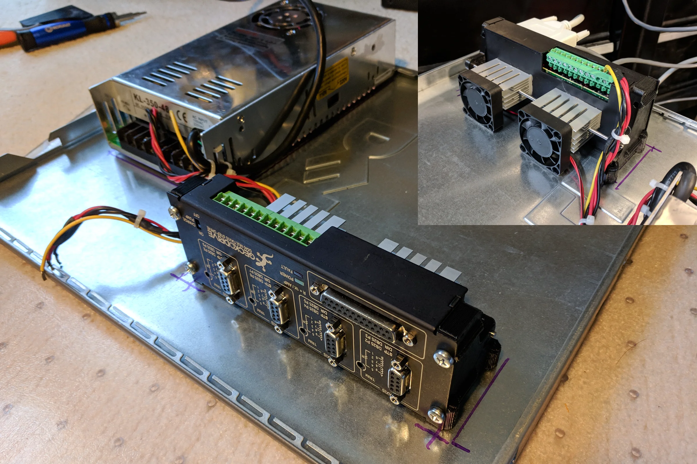 The Mill Trilogy — Completed CNC electronics enclosure with Geckodrive, custom cooler, 48V PSU, and computer in slim computer case