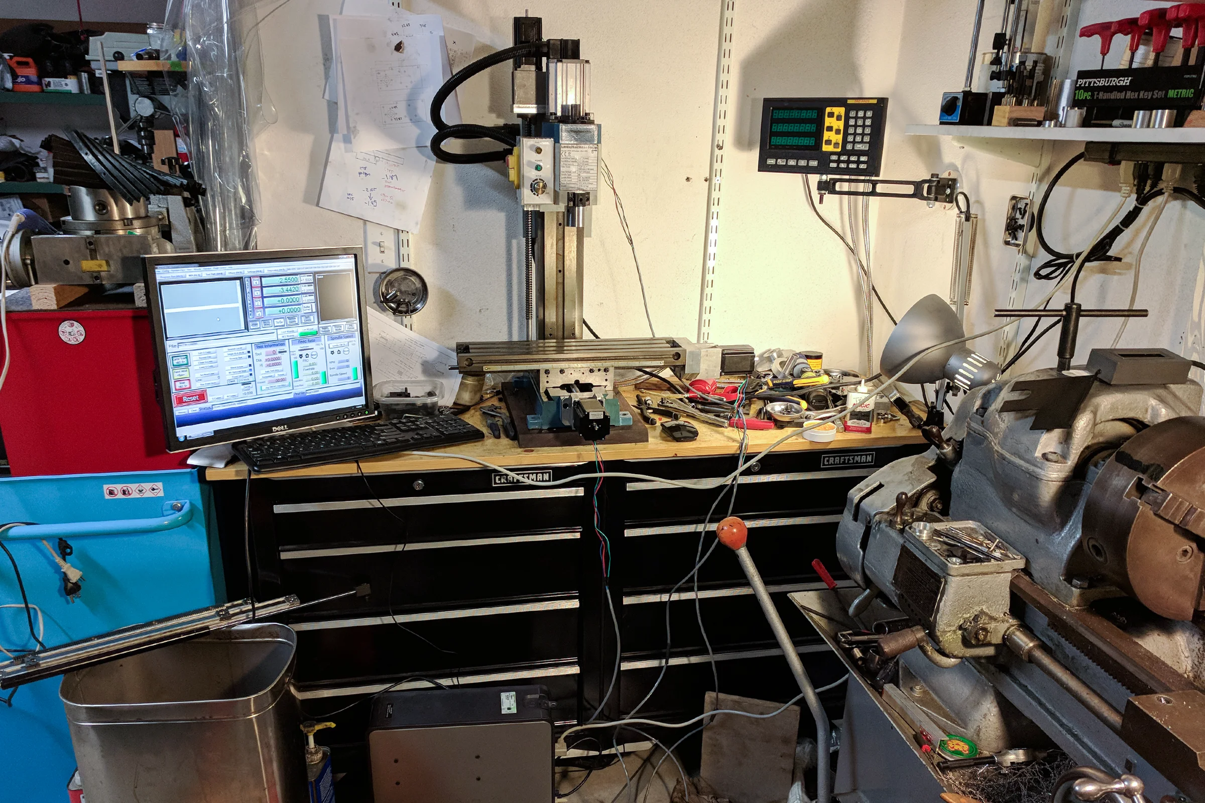 The Mill Trilogy — Completed 3-axis CNC mill conversion fully operational with Mach3 control software