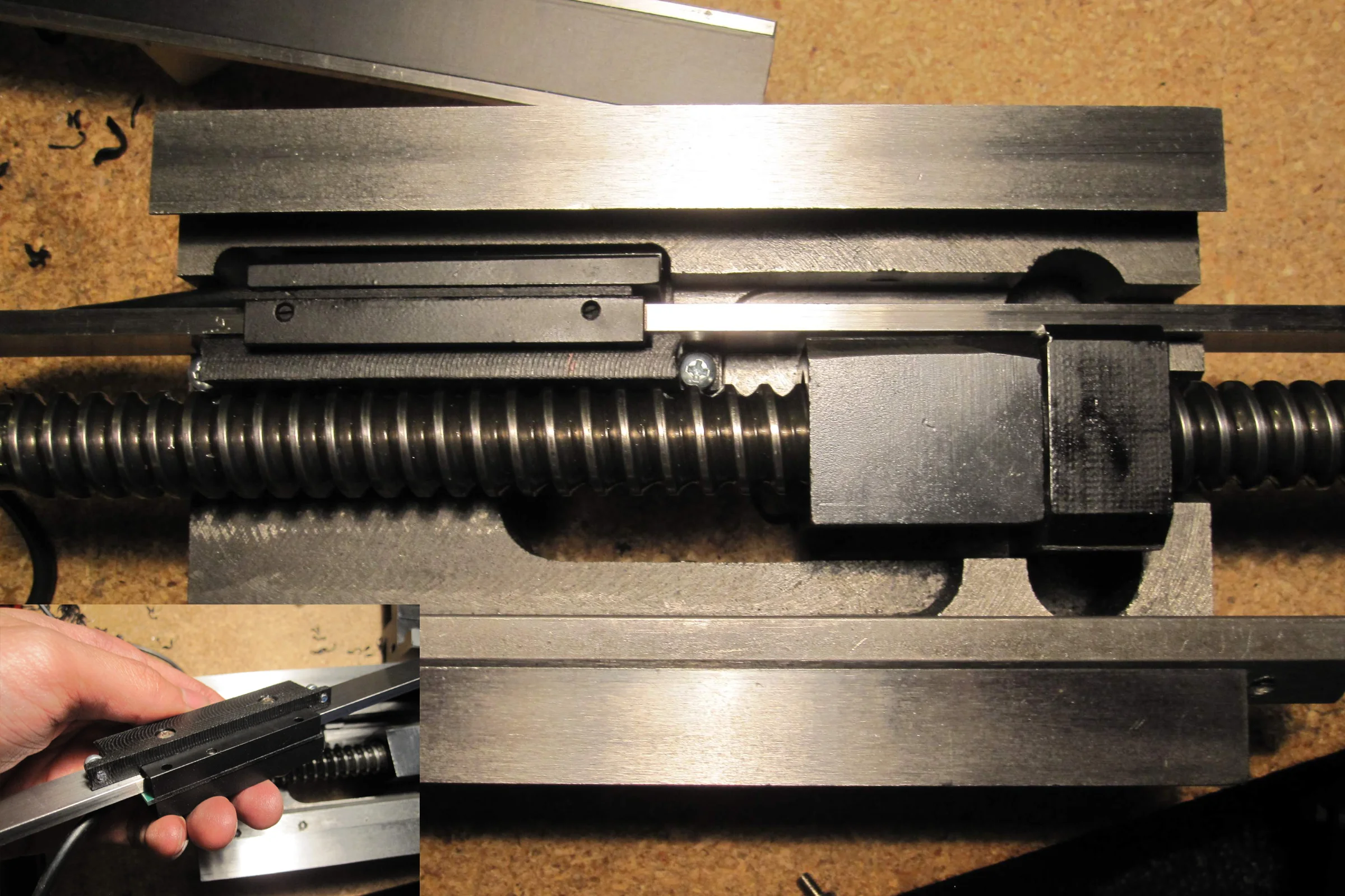 The Mill Trilogy — Ball screw and linear scale installed internally inside milling table after milling underside clearance into table ways