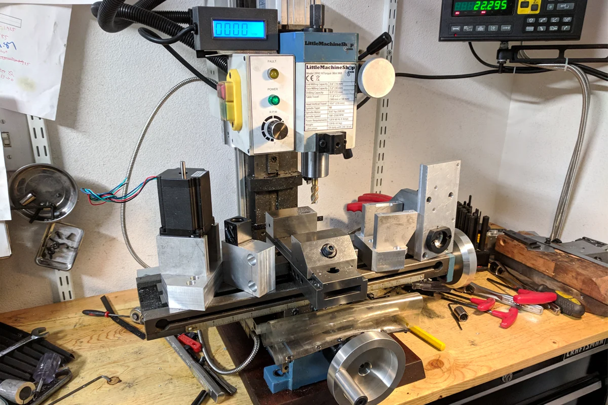 Portfolio — CNC mill — aluminum bracket machining in progress