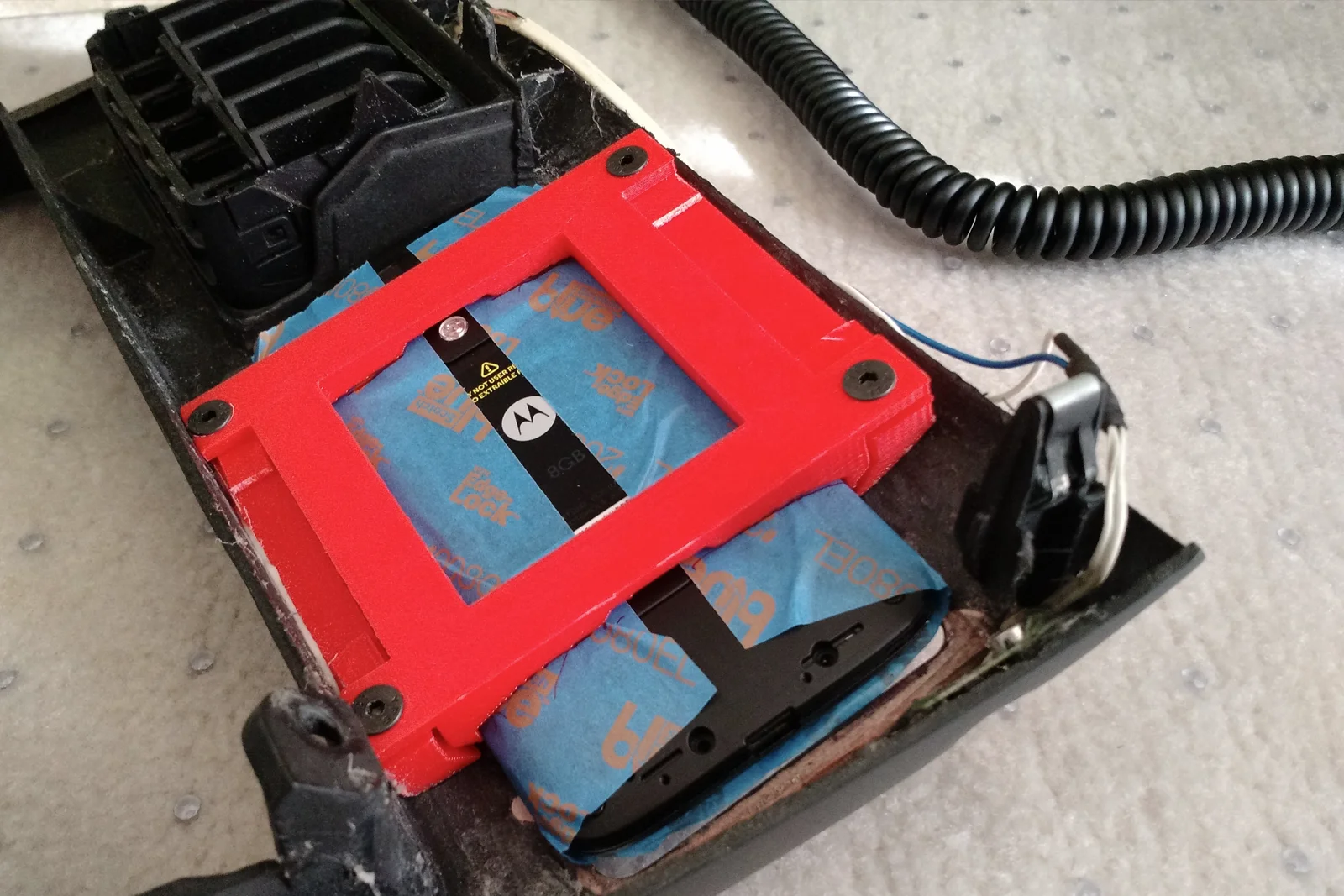 Vehicle Integrated Compute — Generation 2 Moto G installed in Tacoma AC vent with custom driving-optimized launcher