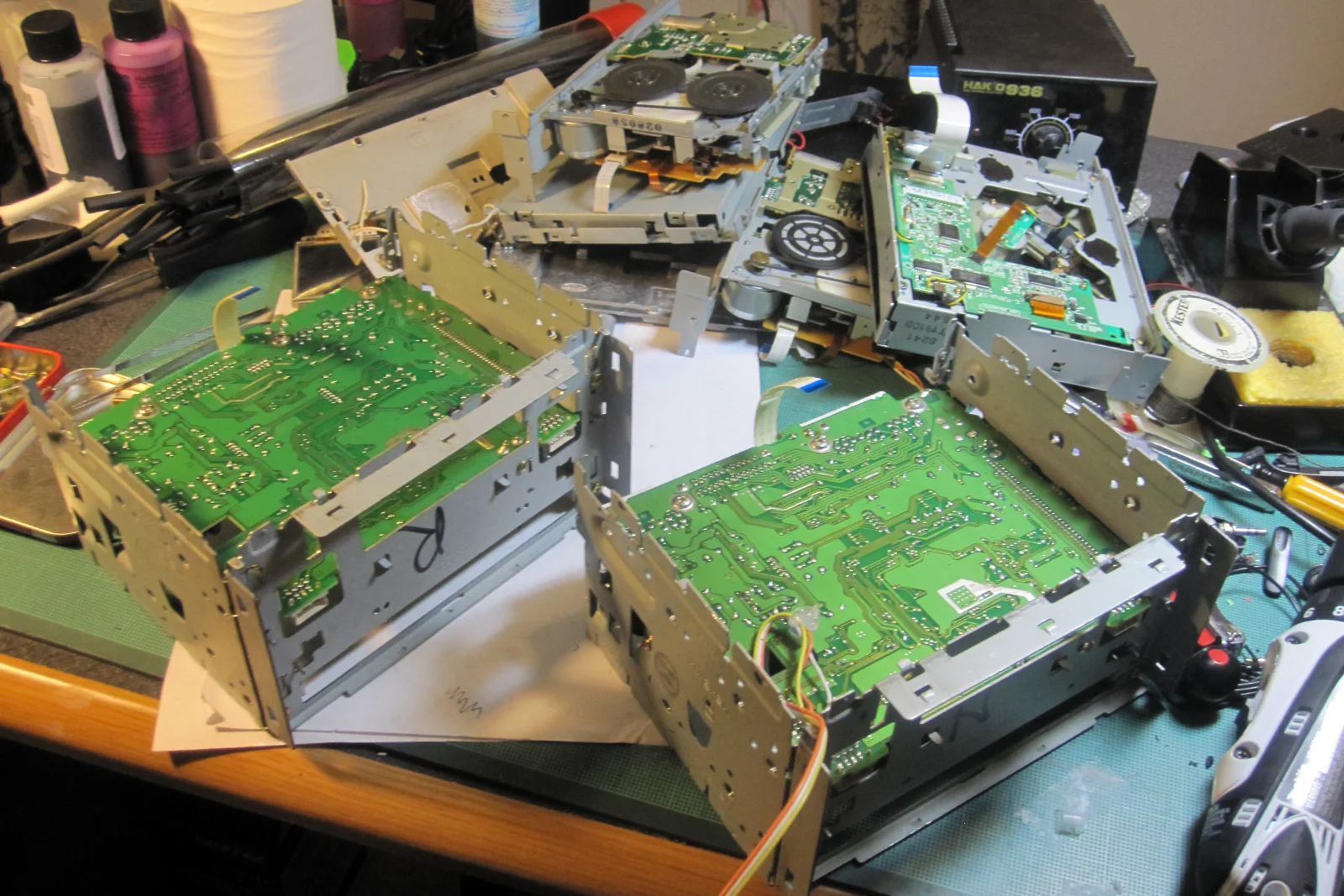 Vehicle Integrated Compute — Factory Tacoma head unit PCB showing ribbon cable audio signal intercept point