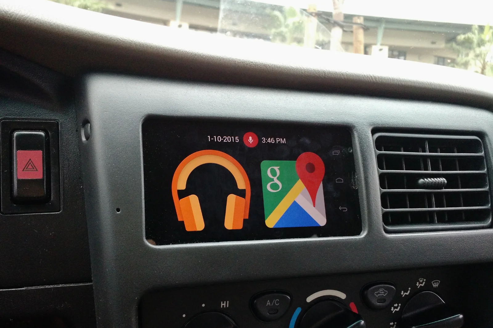 Vehicle Integrated Compute — Generation 2 Moto G installed in Tacoma AC vent with custom driving-optimized launcher