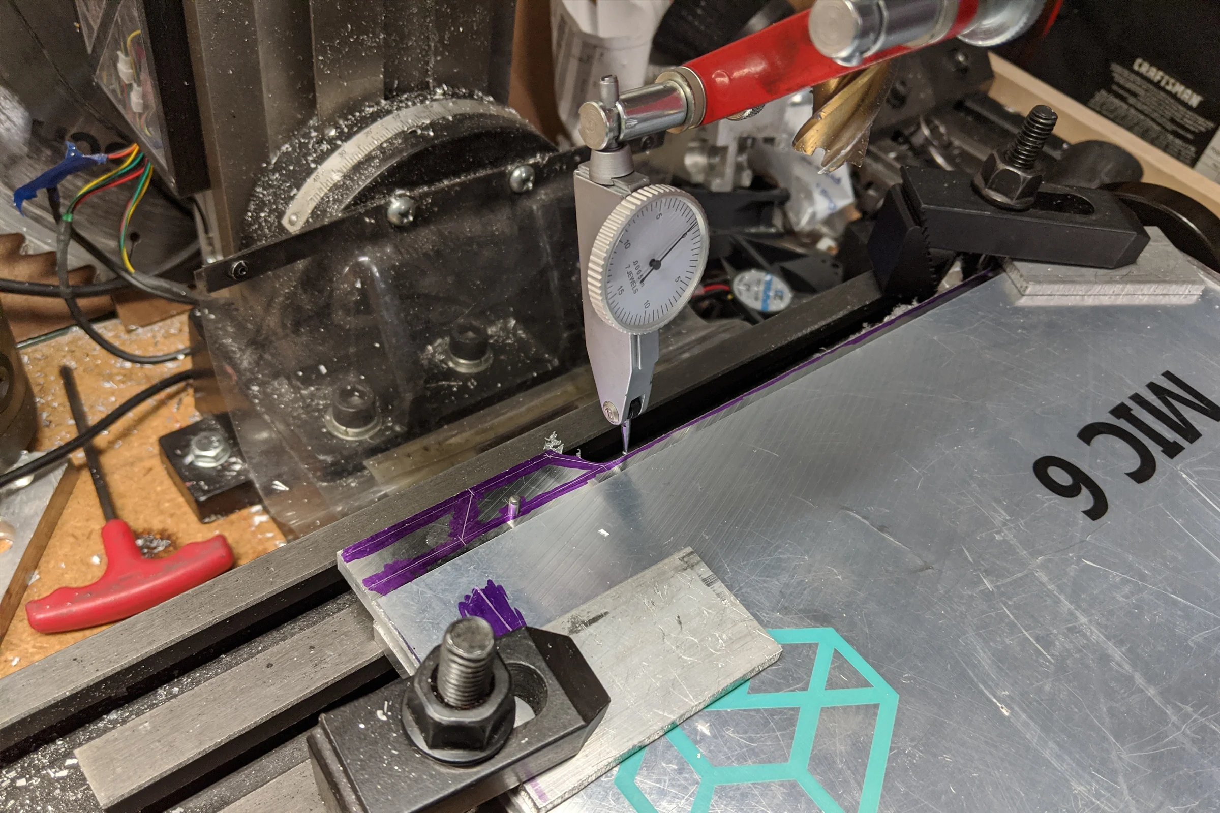 Voron Build — MIC6 tooling plate being milled with custom geometry on manual mill